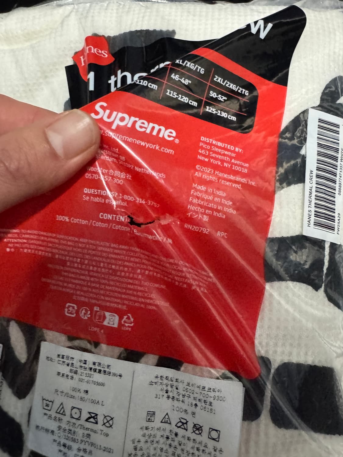 슈프림 헤인즈 본즈 써멀 크루 내츄럴 상품이미지2