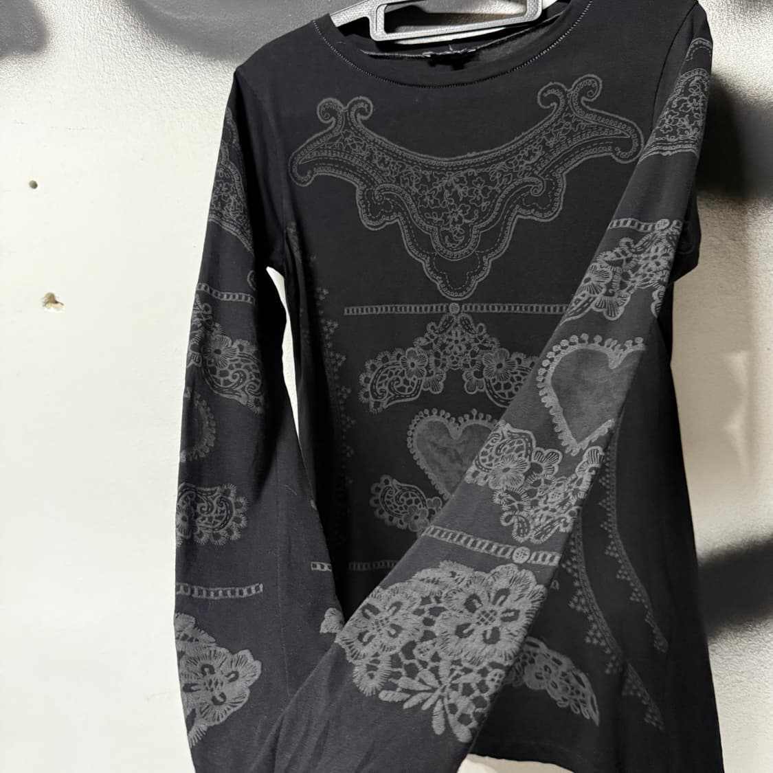 VTG 빈티지 오리엔탈 동양풍 프린팅 딱붙핏 롱슬리브 상품이미지4