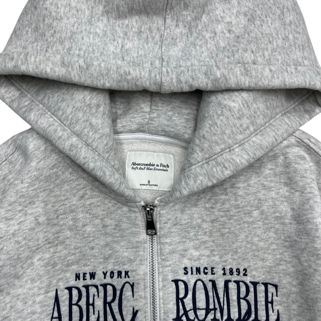 아베크롬비 레터링 센터로고 백멜란지 후드집업 S 상품이미지5