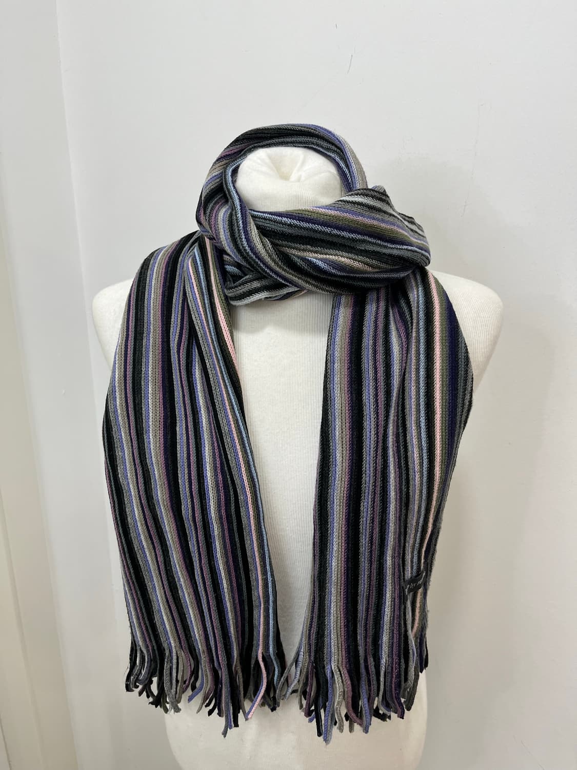 일본 빈티지 모리걸 스트라이프 테슬 머플러 상품이미지6