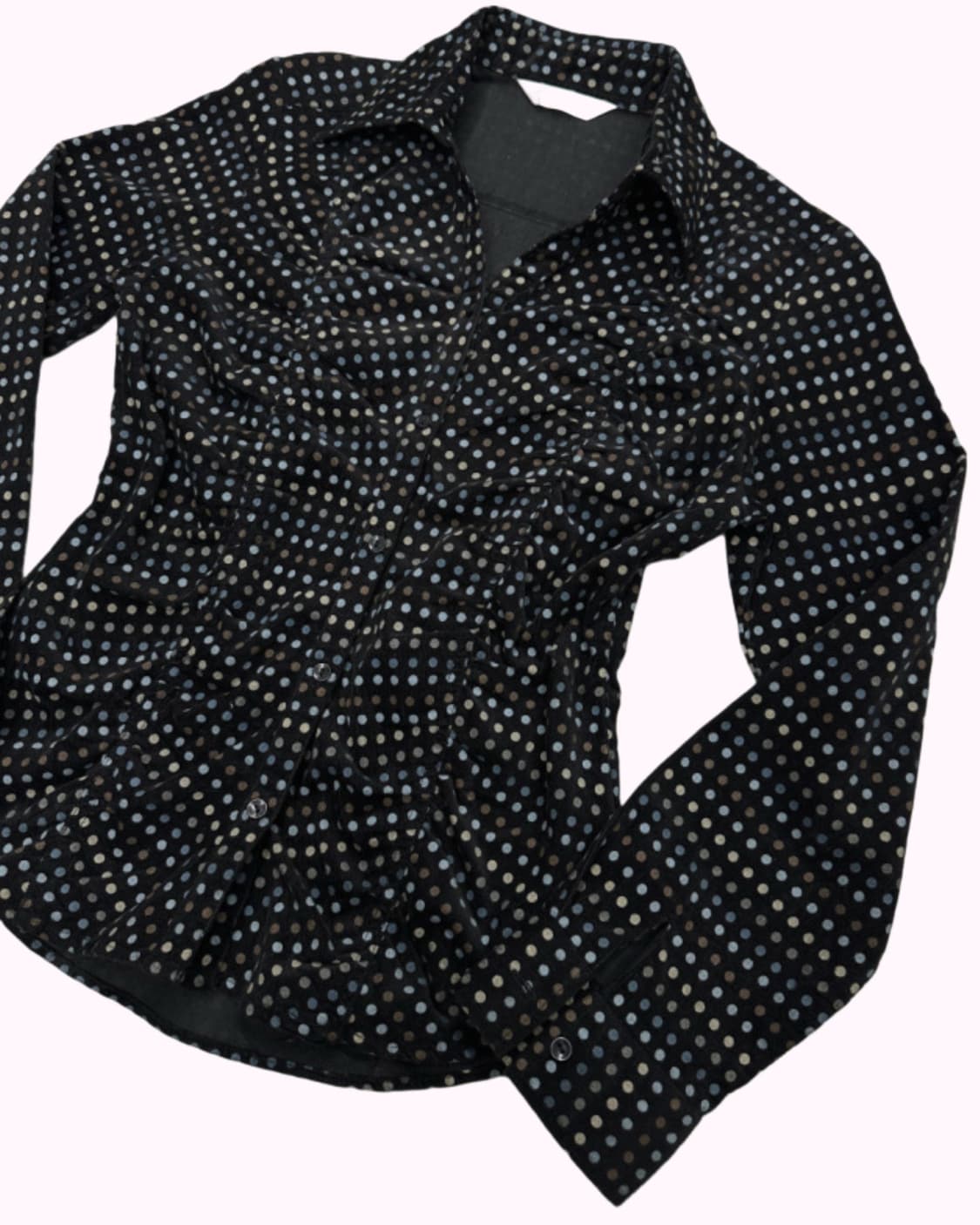 dot pattern shirring corduroy blouse 상품이미지3