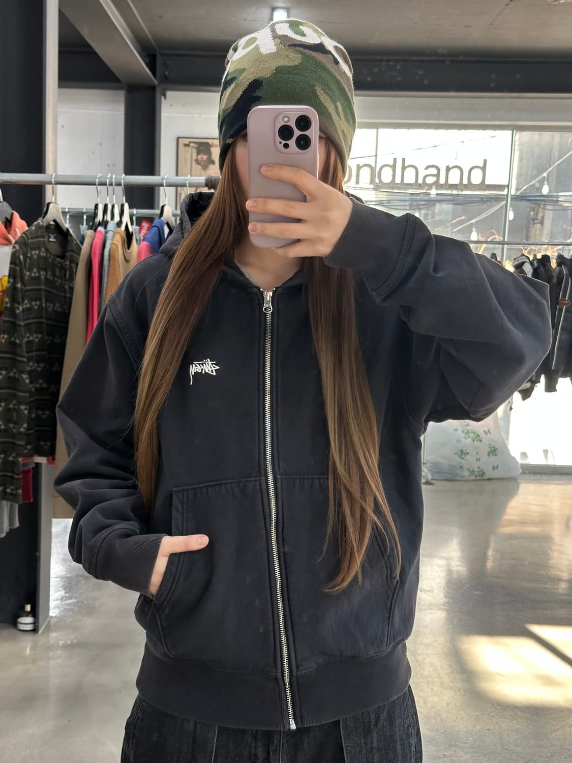 스투시 피그먼트워시드 다이드 후드집업 상품이미지3