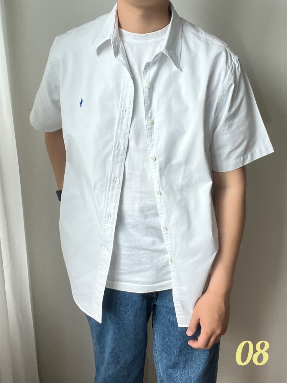 폴로 랄프로렌 화이트 반팔 셔츠 XXL 상품이미지7