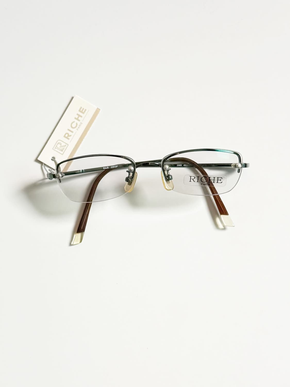 RICHE PARIS 반무테 스퀘어 메탈 빈티지 안경 상품이미지1
