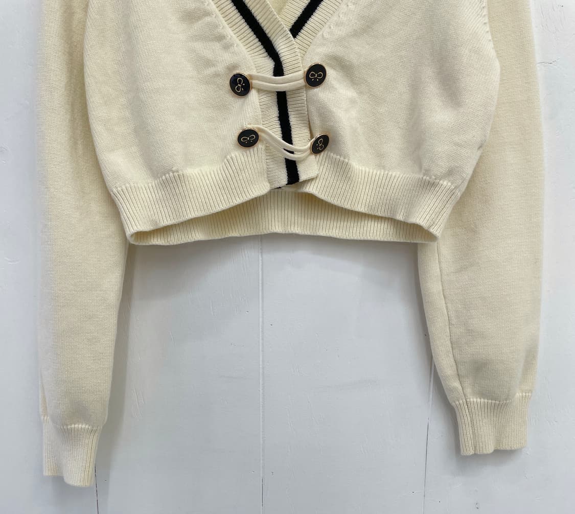 쿠오세(KUOSE) 리본 포인트 크롭 니트 가디건 상품이미지6