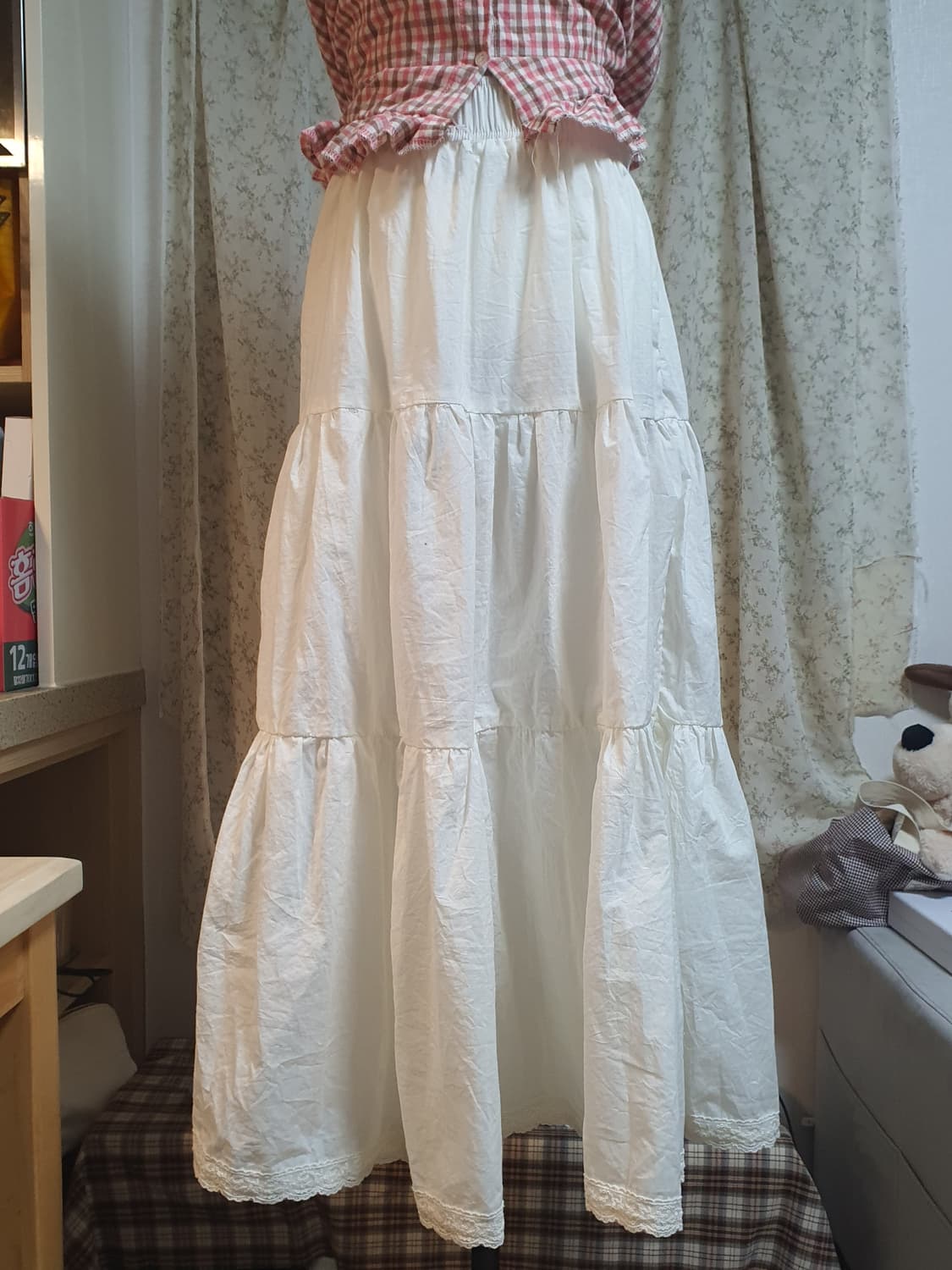 [핸드메이드] 화이트 레이스 캉캉 롱 스커트 속치마 상품이미지2