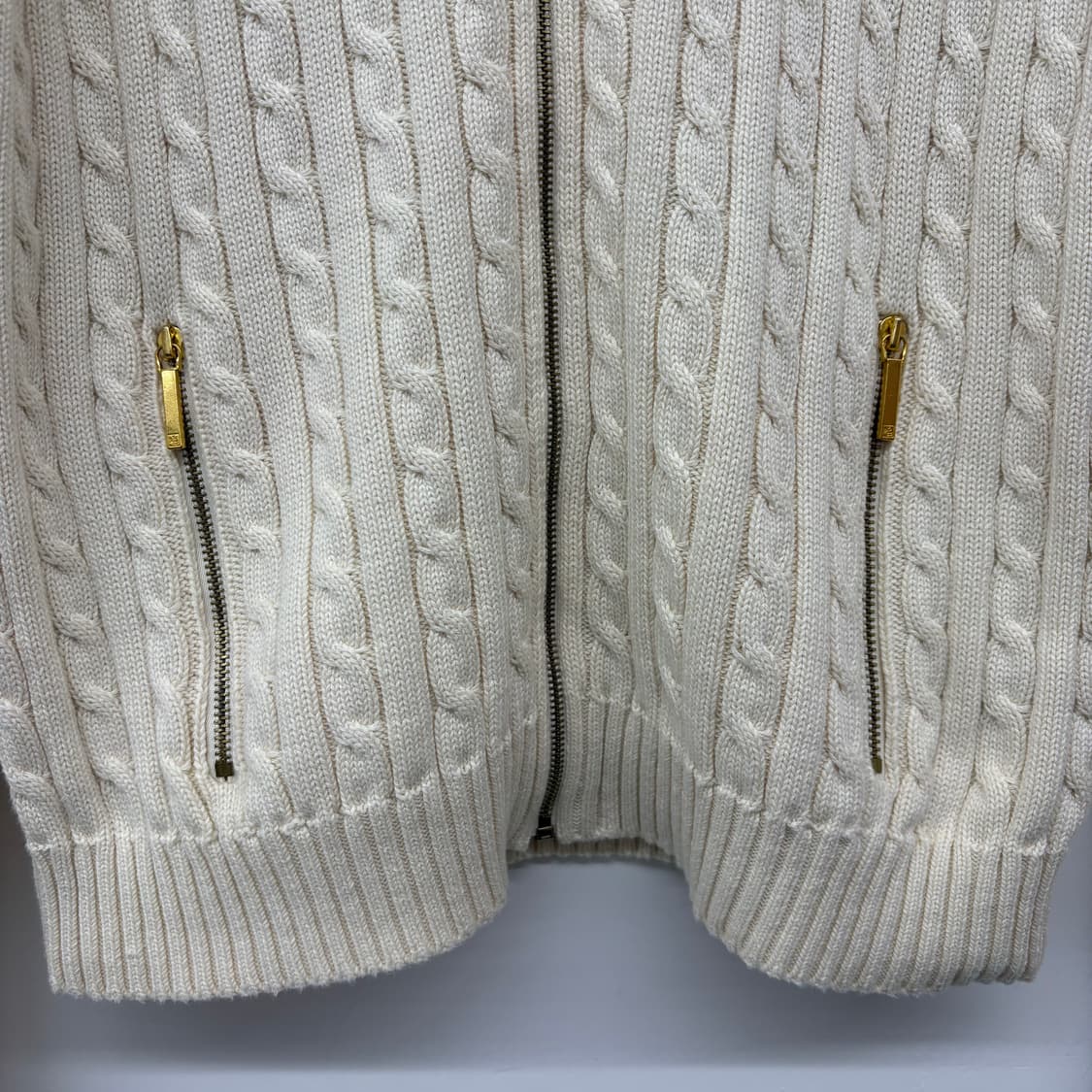 폴로 랄프로렌 아이보리 꽈배기 니트 집업 여M 상품이미지4