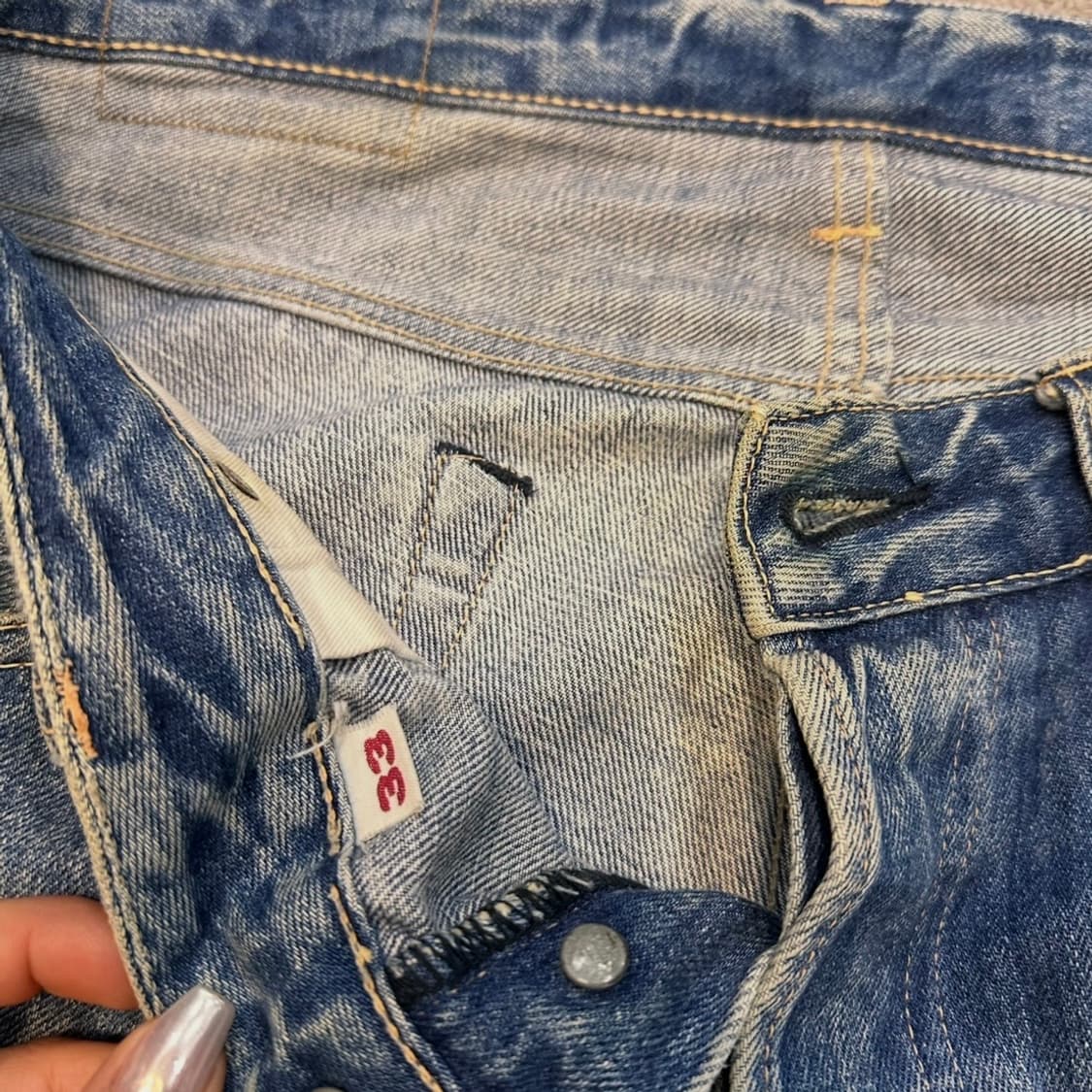 HRM 버튼플라이 와이드 스트레이트 셀비지 데님(33) 상품이미지6