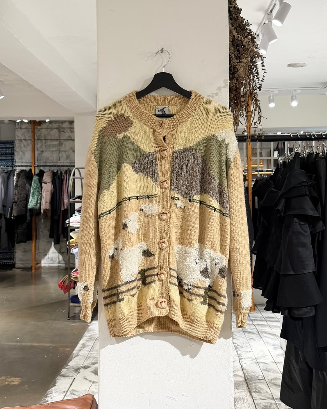 빈티지 본즈 베이지 핸드메이드 퓨어울 가디건 상품이미지1