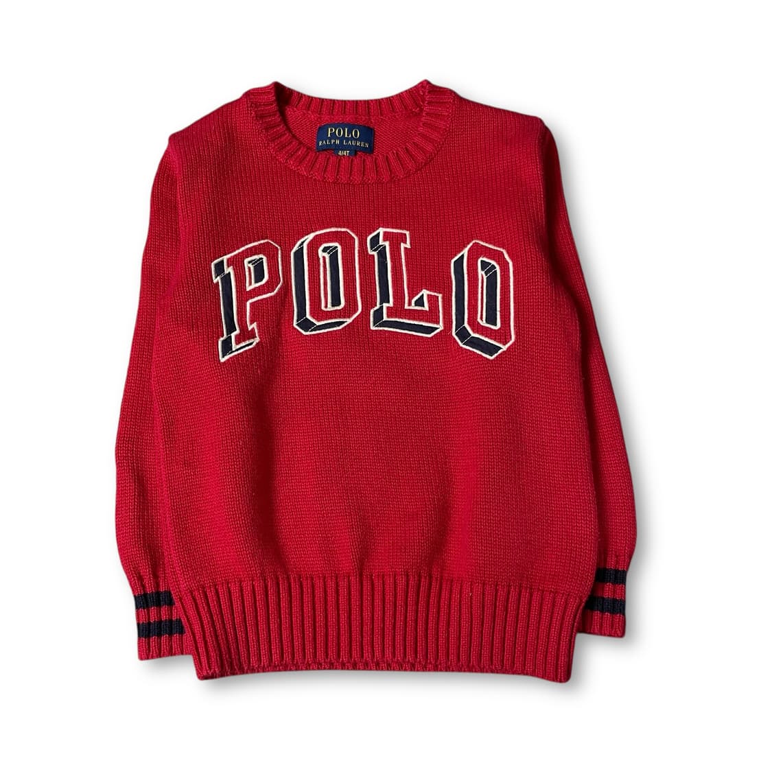 폴로랄프로렌 키즈 레드 스펠로고 케이블 긴팔 니트 4 상품이미지1