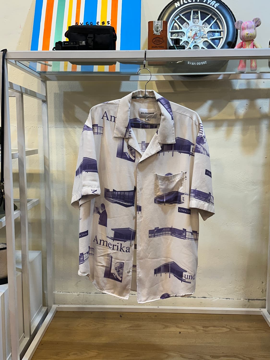 솔리드 옴므 그래픽 프린트 오픈카라 셔츠 상품이미지1