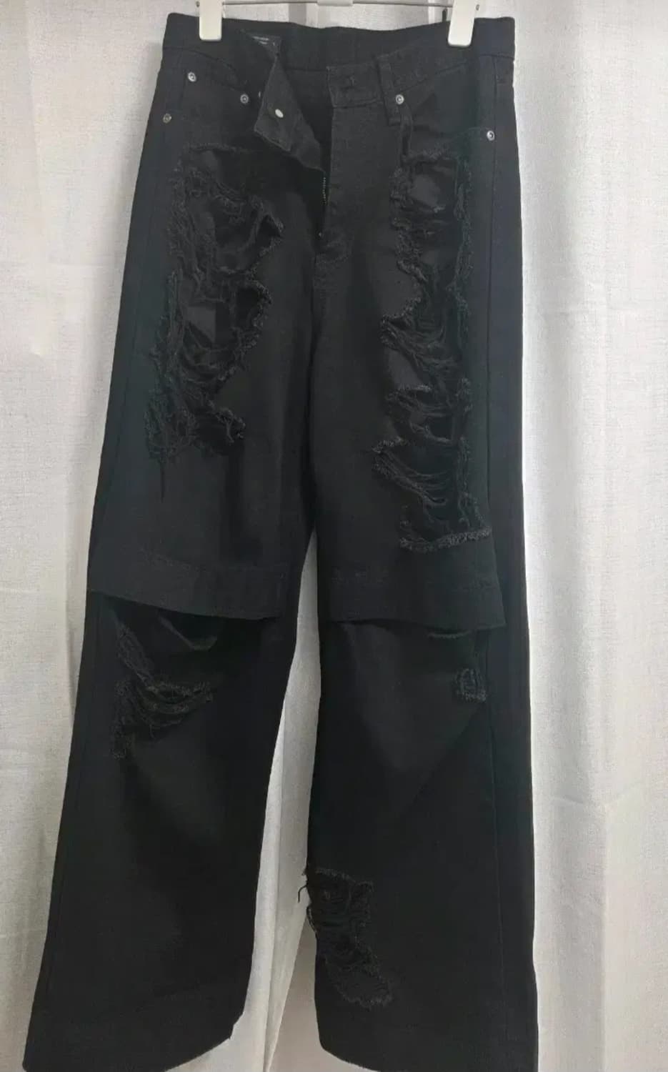 보헤미안서울) KNEE OPEN RIPPED WIDE JEANS, BLA 상품이미지4