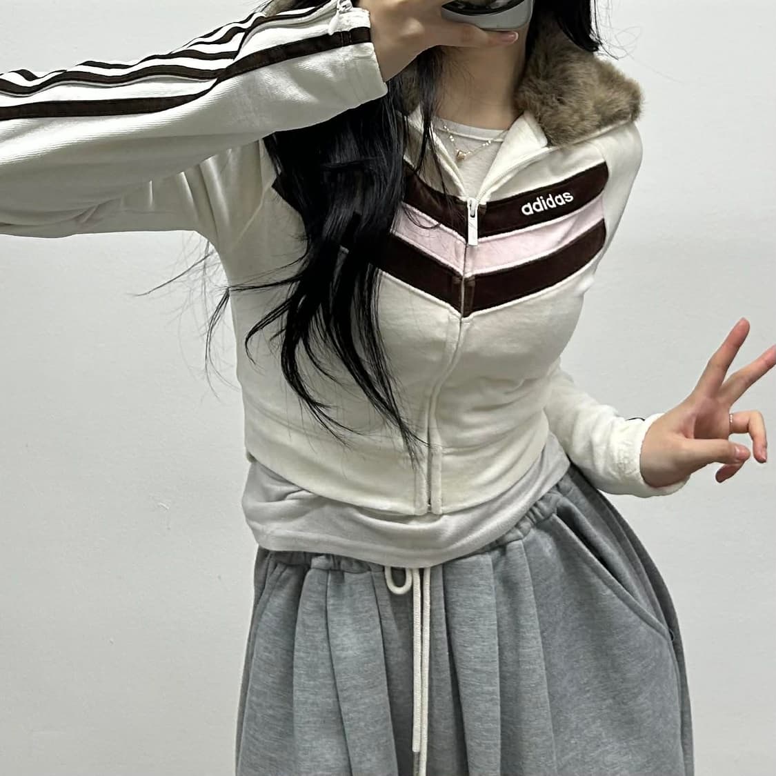 아디다스 00s 유일매물 대장급 핀터깔 세미크롭 벨루아 벨벳 퍼 트랙탑  상품이미지2