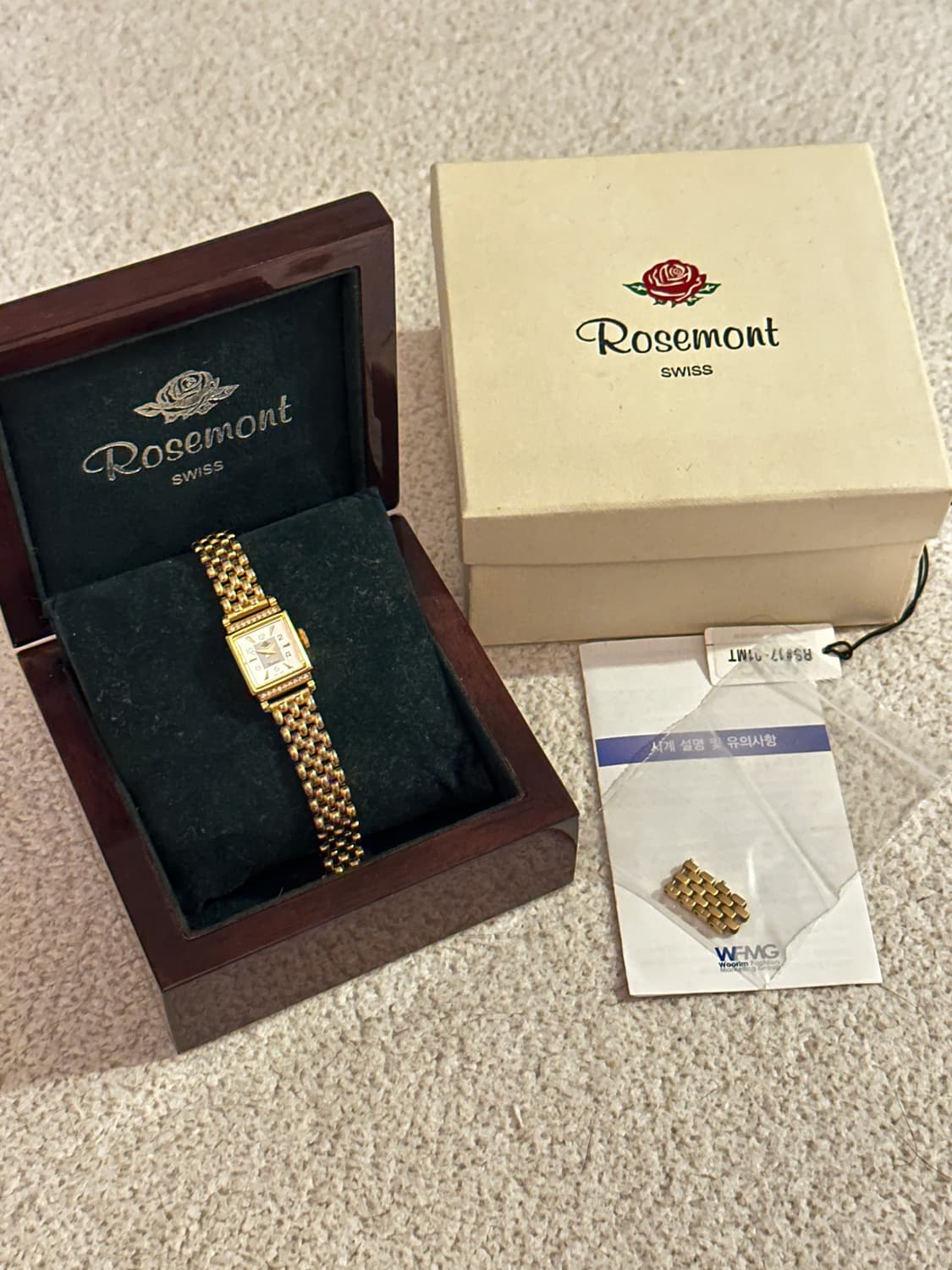 로즈몽 금장 큐빅시계 RS#17-01MT 풀박스 상품이미지3