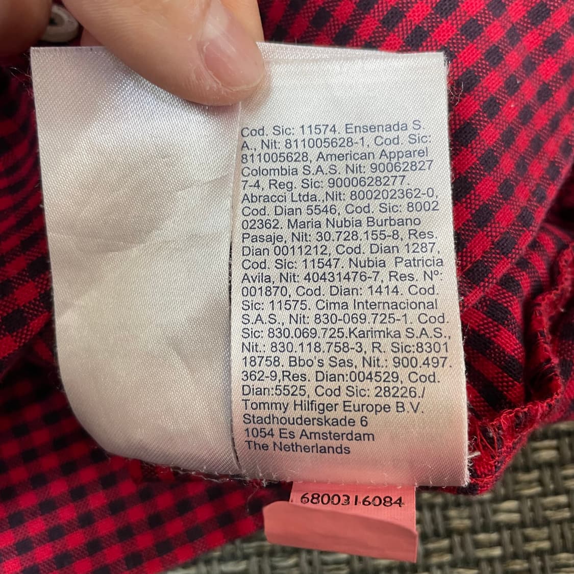 타미힐피거 키즈 레드 블랙 마이크로 체크 원포켓 긴팔 셔츠 116 상품이미지6