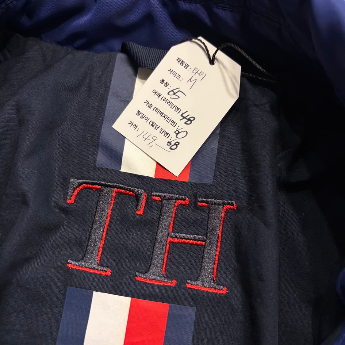 [M] 타미힐피거 빅로고 자수 봄버 자켓 네이비 D798 상품이미지5