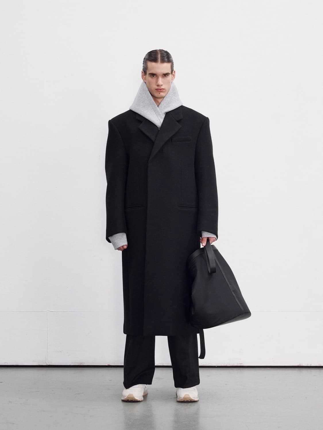 [M] 렉토 울 블렌드 헤비 오버사이즈 싱글 코트 블랙 상품이미지5