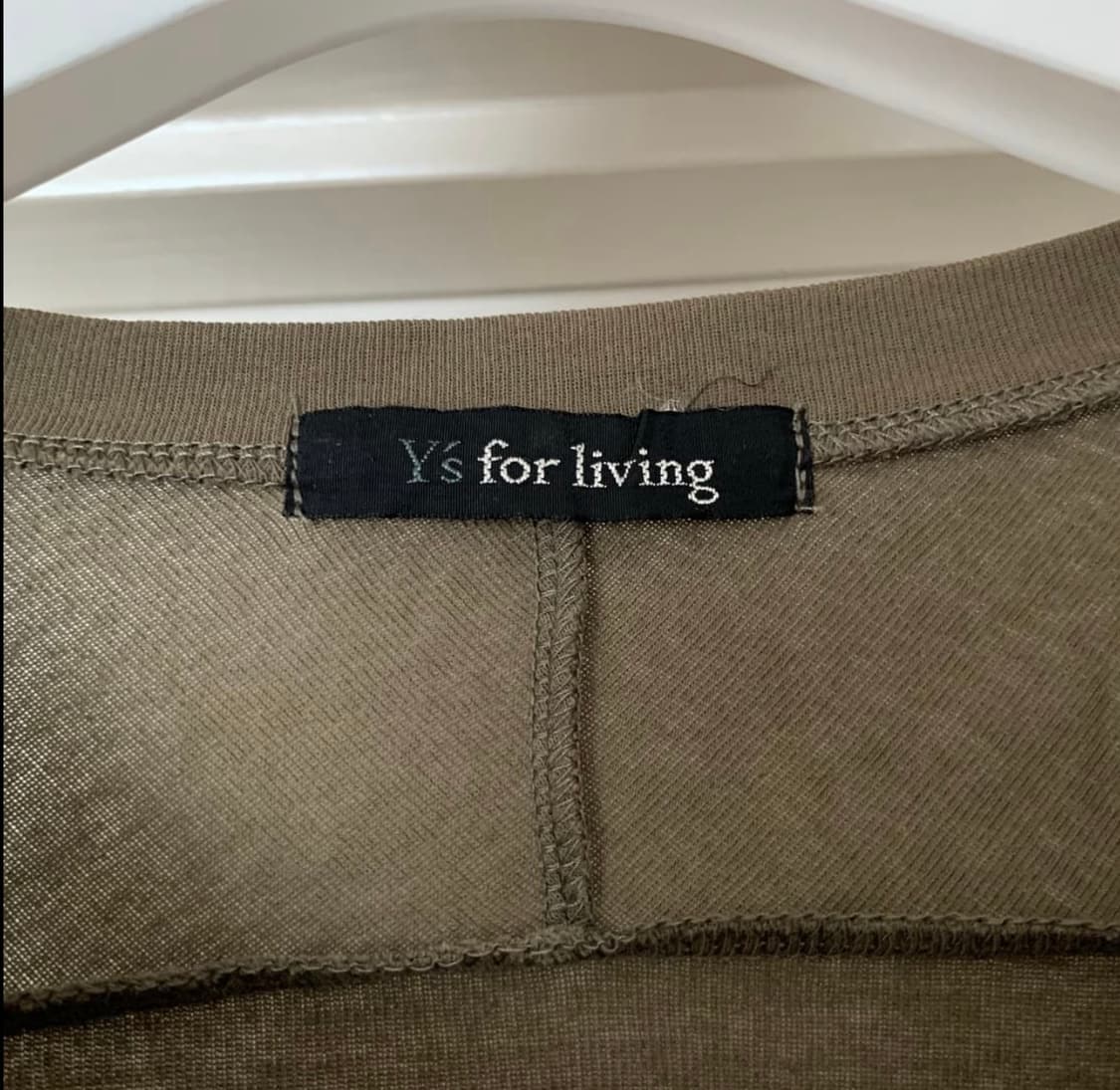 요지 야마모토 y'sforliving 오버 브이넥 올리브 티셔츠 상품이미지5