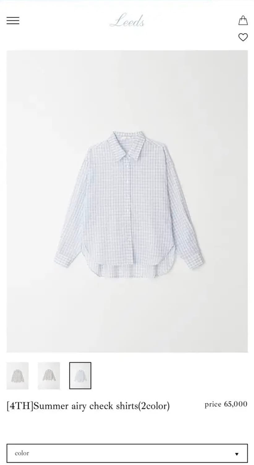 리즈 leeds 더위시 썸머 에어리 체크셔츠 새상품 상품이미지1