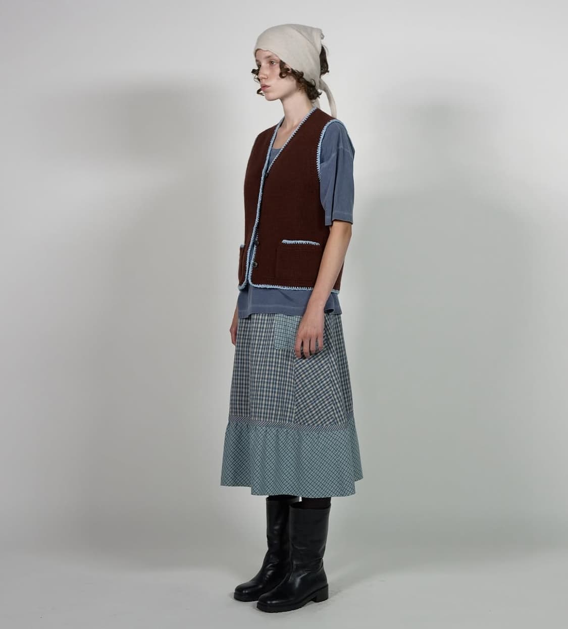 비아플레인 via pori check skirt 상품이미지2