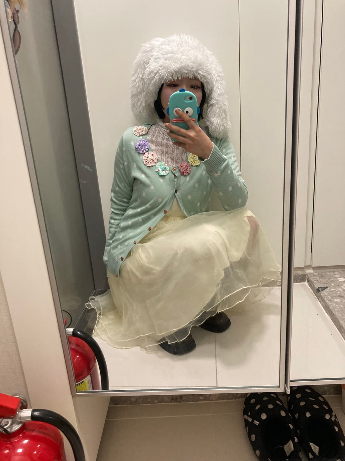 아기토끼 퍼모자 바나나우유 발레코어 원피스 도트 땡땡이 꽃패치 가디건  상품이미지2