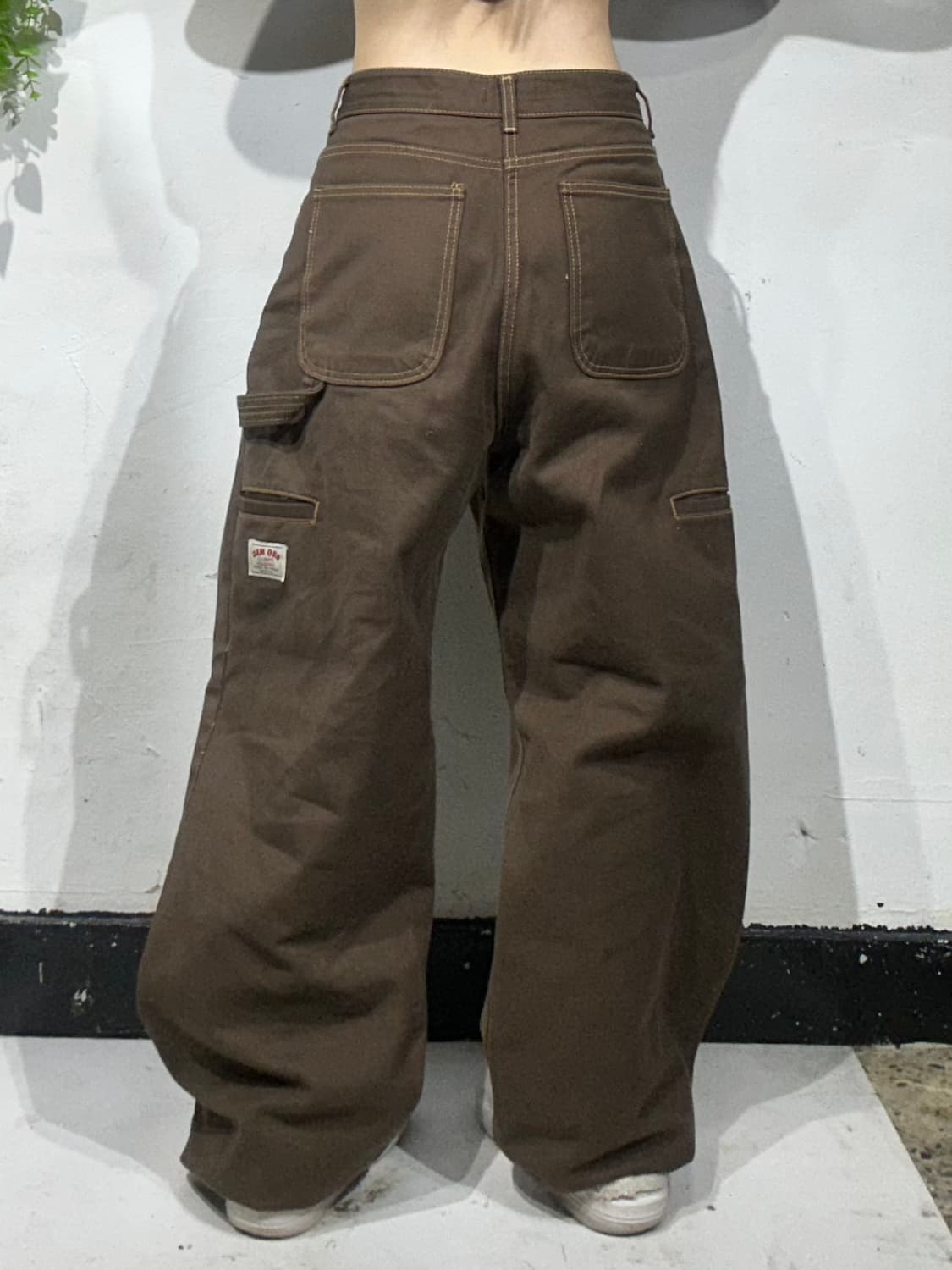 일본 빈티지 Answer 브라운 와이드 데님 팬츠 청바지 M 상품이미지3