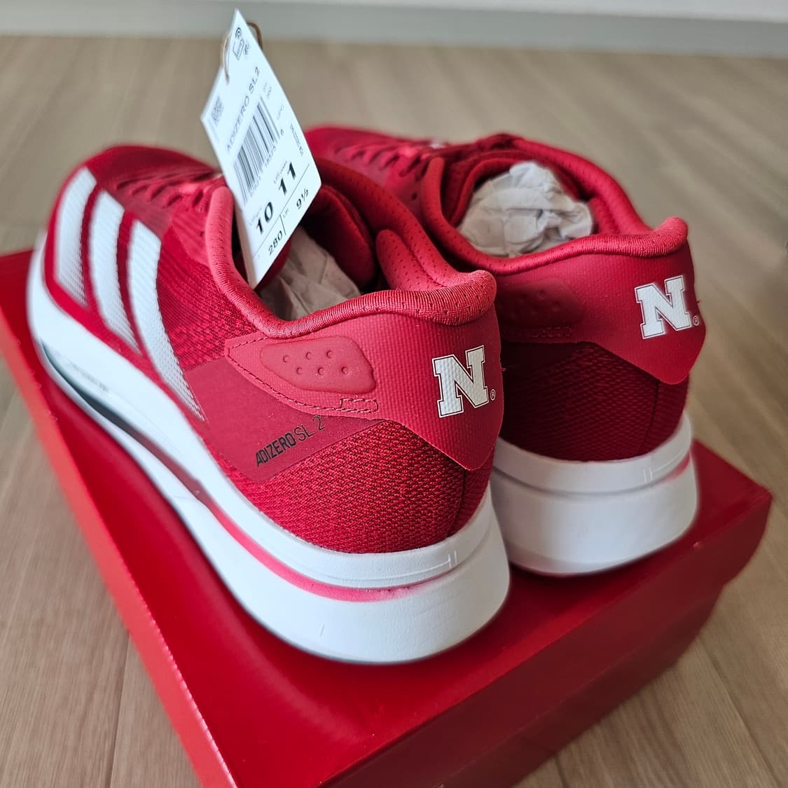 280 새제품 아디다스 아디제로 SL 2 네브라스카 레드 런닝화 러닝화 상품이미지5