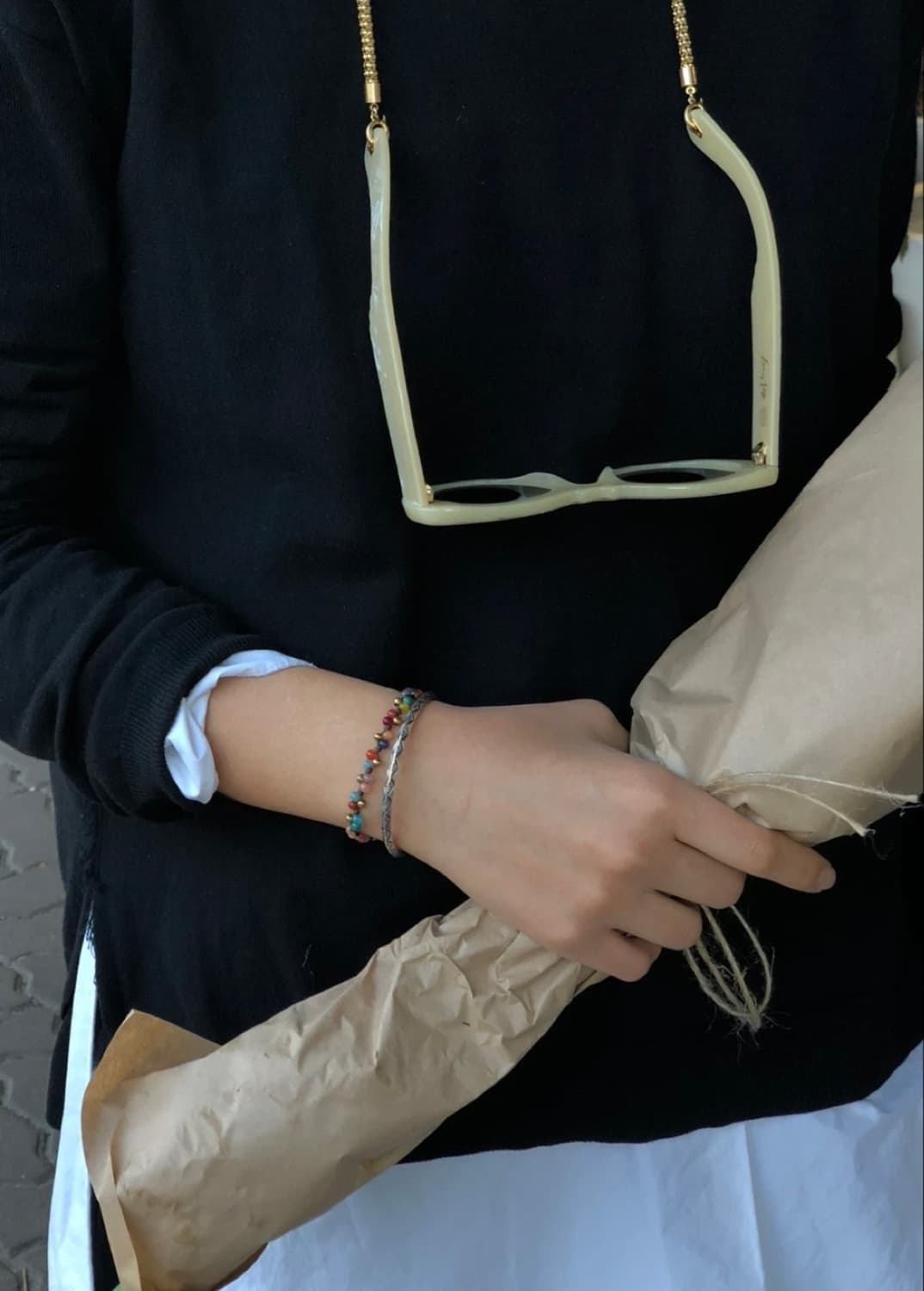 카렌실버 오픈 뱅글 팔찌 + 레인보우 젬스톤 팔찌(새상품) 상품이미지4