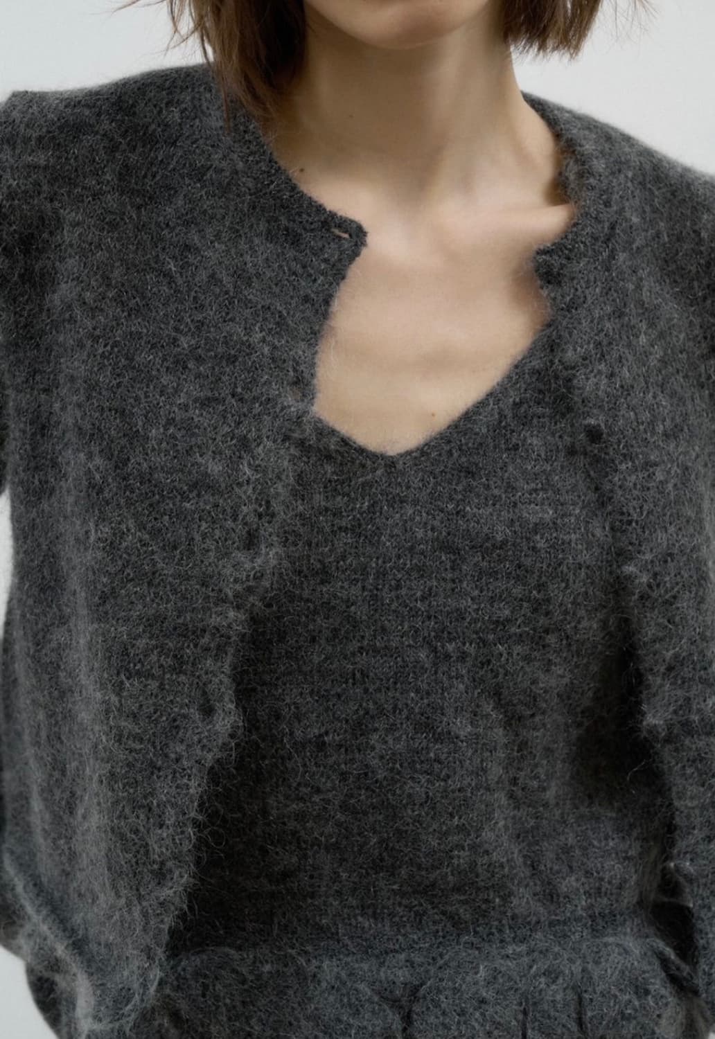 포에토 New melts cardigan set charcoal 상품이미지2