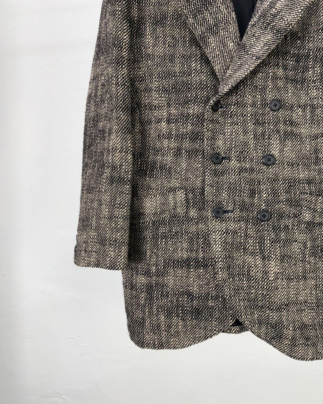 요지야마모토 포 맨 트위드 샤기 더블 브레스티드 울 자켓 상품이미지4