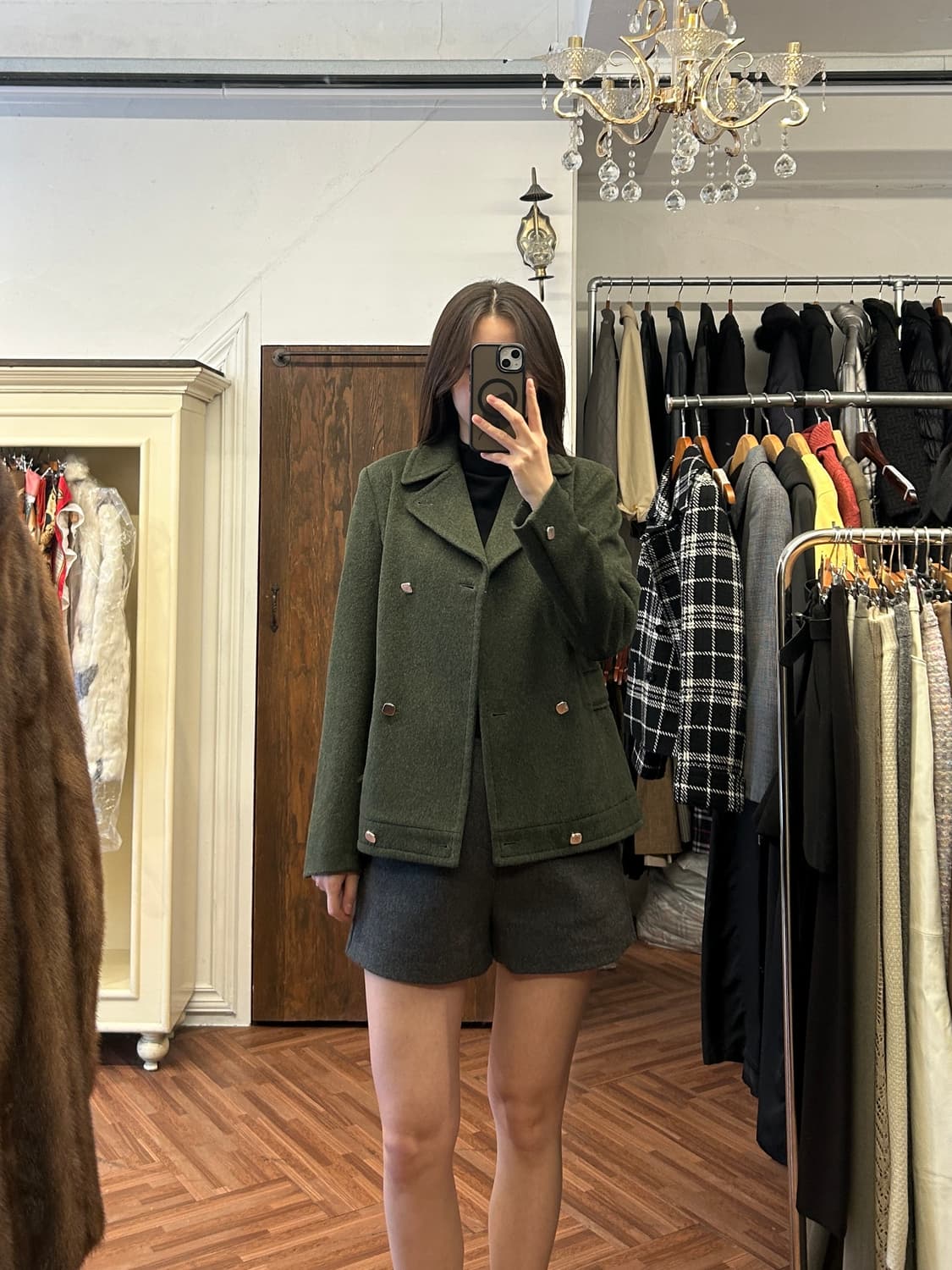 막스앤코 정품 카키 숏코트 상품이미지6