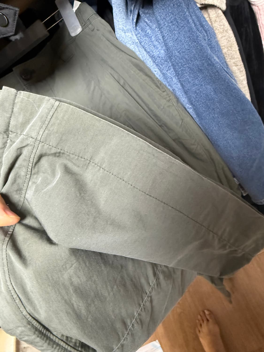 고낙 사이즈라인지퍼팬츠 카키 3 상품이미지2