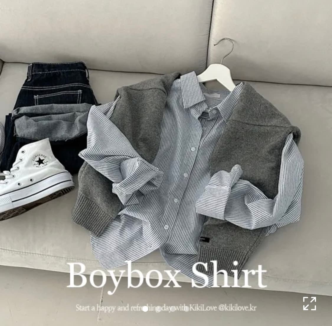 램스울 니트&스트라이프 셔츠 세트 상품이미지2