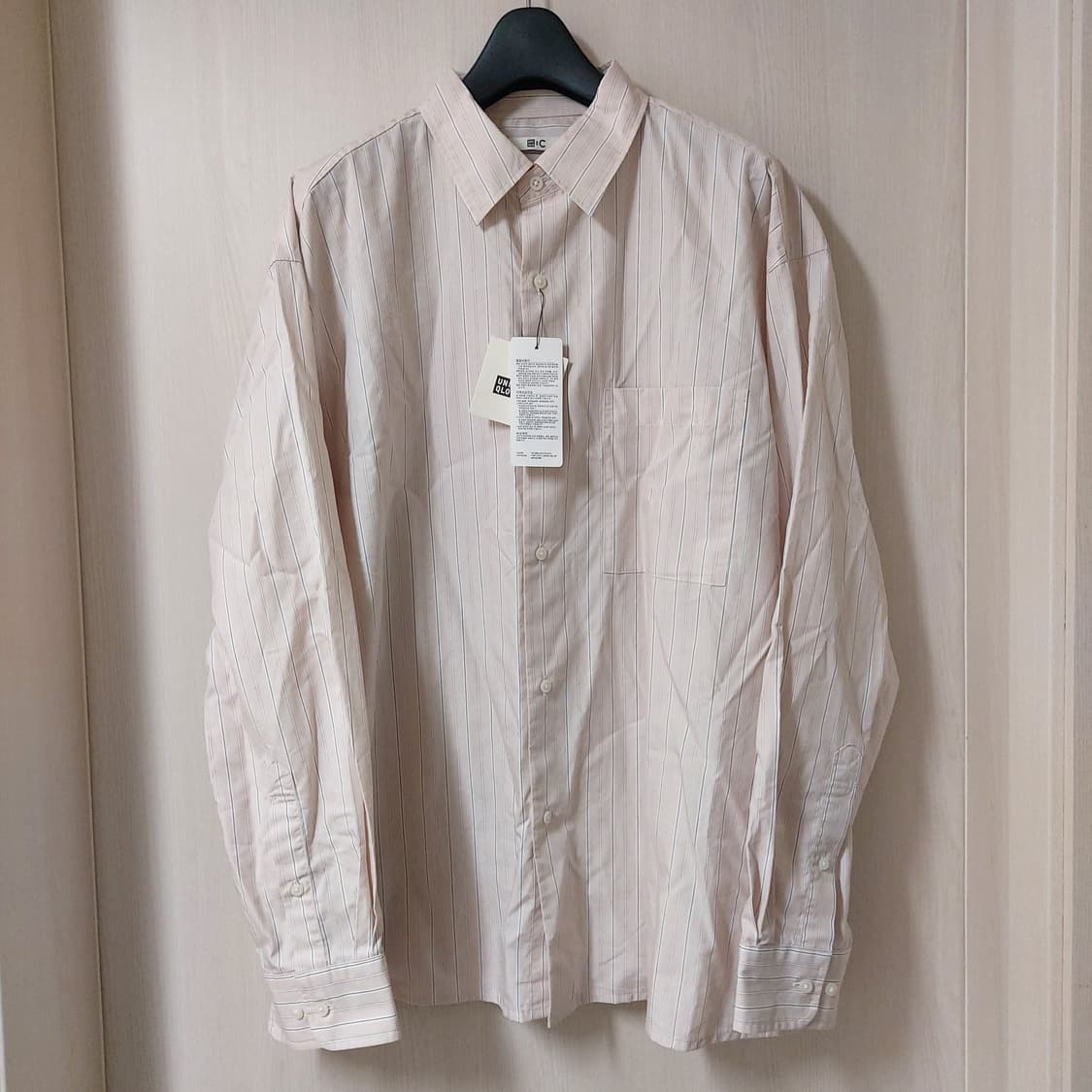 유니클로C/ 브로드클로스 오버사이즈 셔츠 핑크/ M 상품이미지7