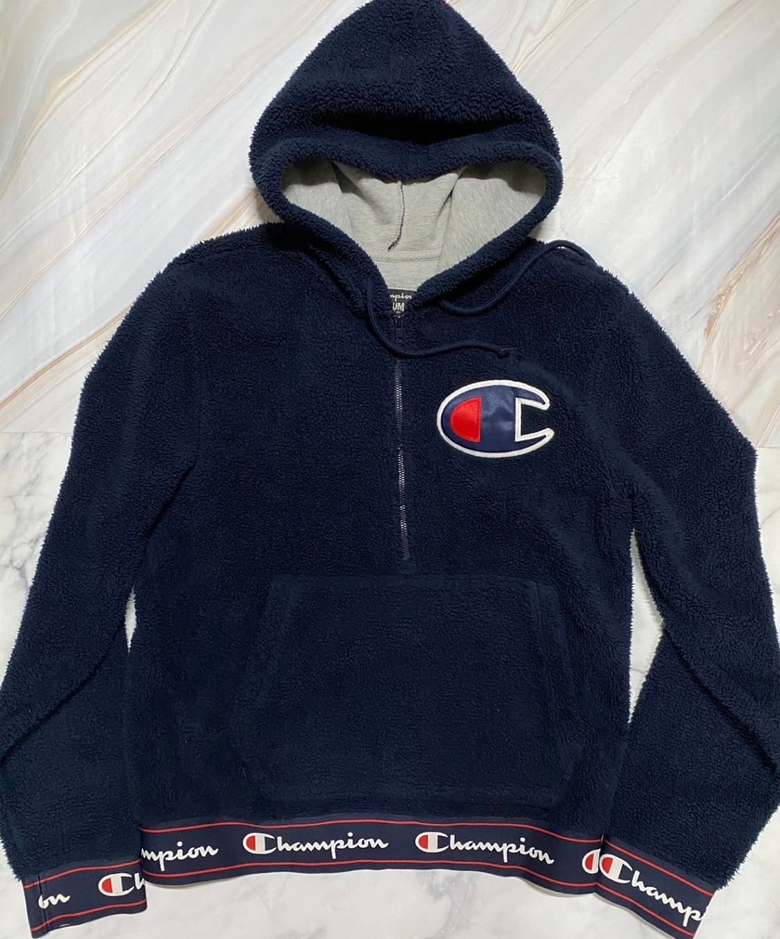 챔피온 양털 뽀글이 아노락 네이비 100 상품이미지3