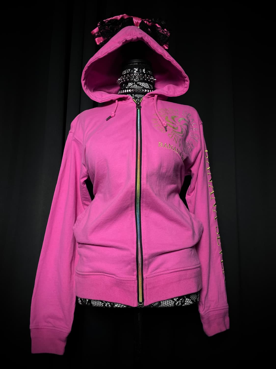 JPN 펑크 핑크 레인보우 지퍼 후드집업 상품이미지2