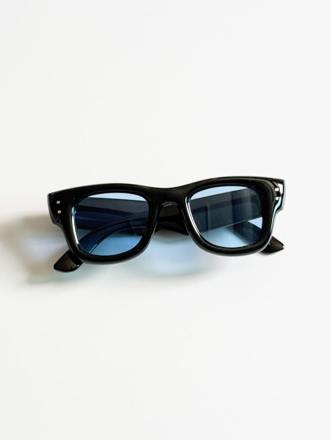 블랙 볼드 스퀘어 프레임 블루 틴트 빈티지 선글라스 상품이미지1