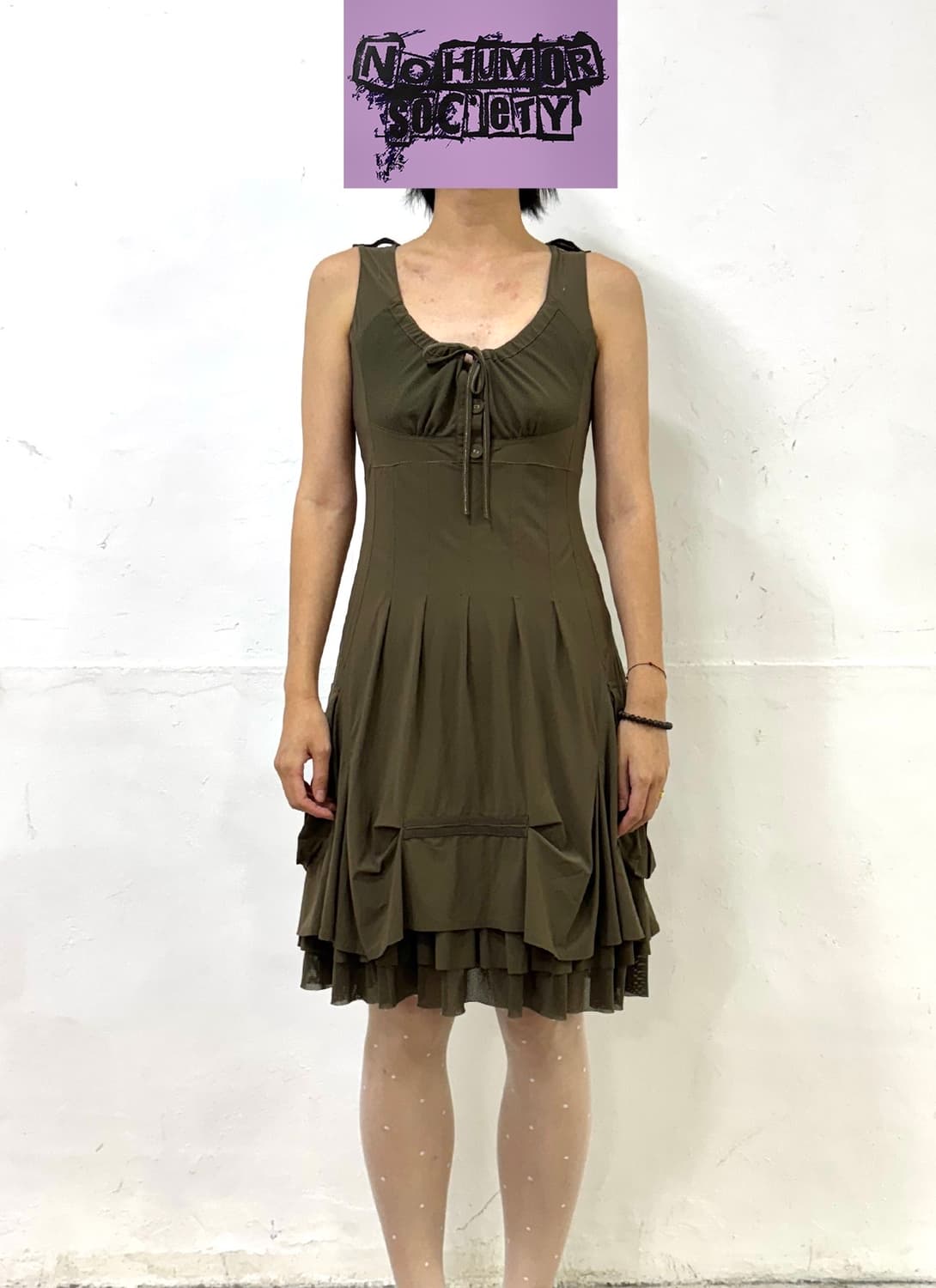 Eva Kayan 카키 카고 슬리브리스 미디 드레스 상품이미지1