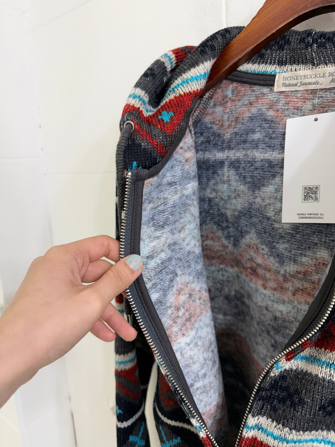 빈티지 노르딕 약기모 작사 후드집업 상품이미지5