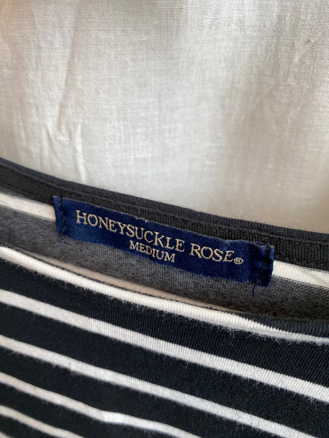 HONEYSUCKLE ROSE 스트라이프 오버핏 반팔탑(M) 상품이미지4