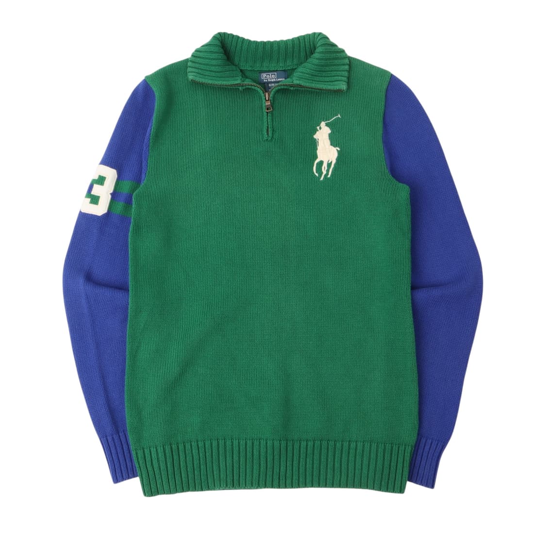 폴로 랄프로렌 빅포니 그린 투톤 하프집 니트 상품이미지1