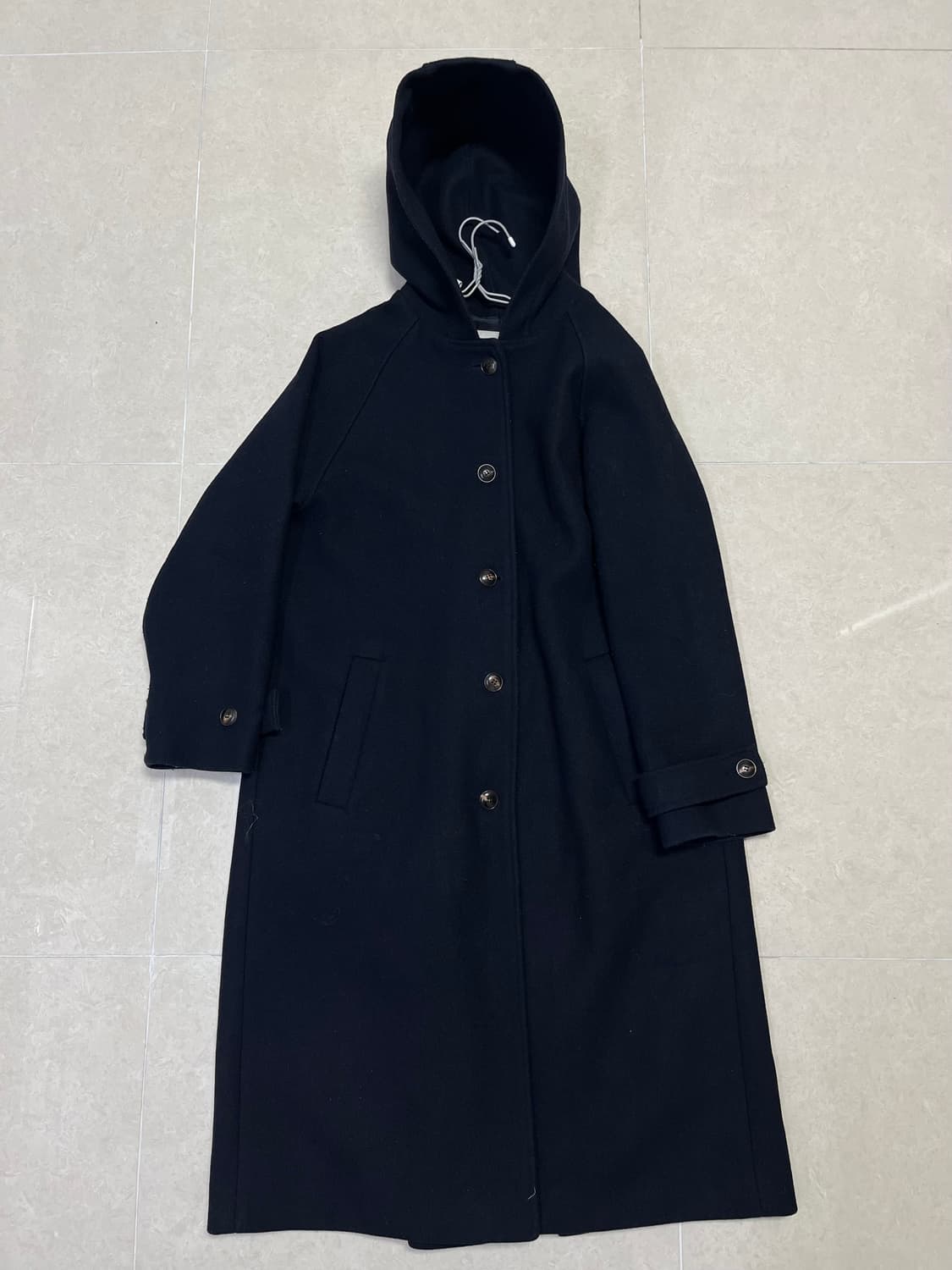 네이비 후드 롱코트  상품이미지1