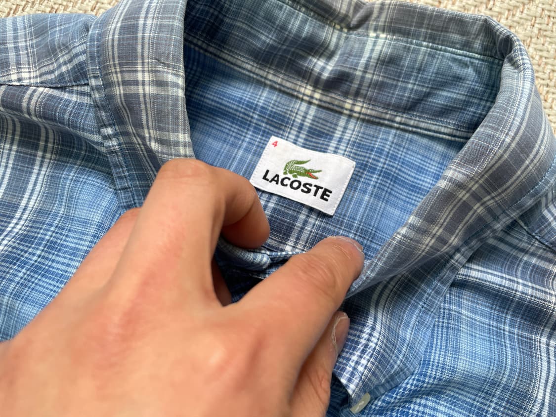 라코스테 스카이블루 체크 반팔셔츠  J04112 상품이미지4