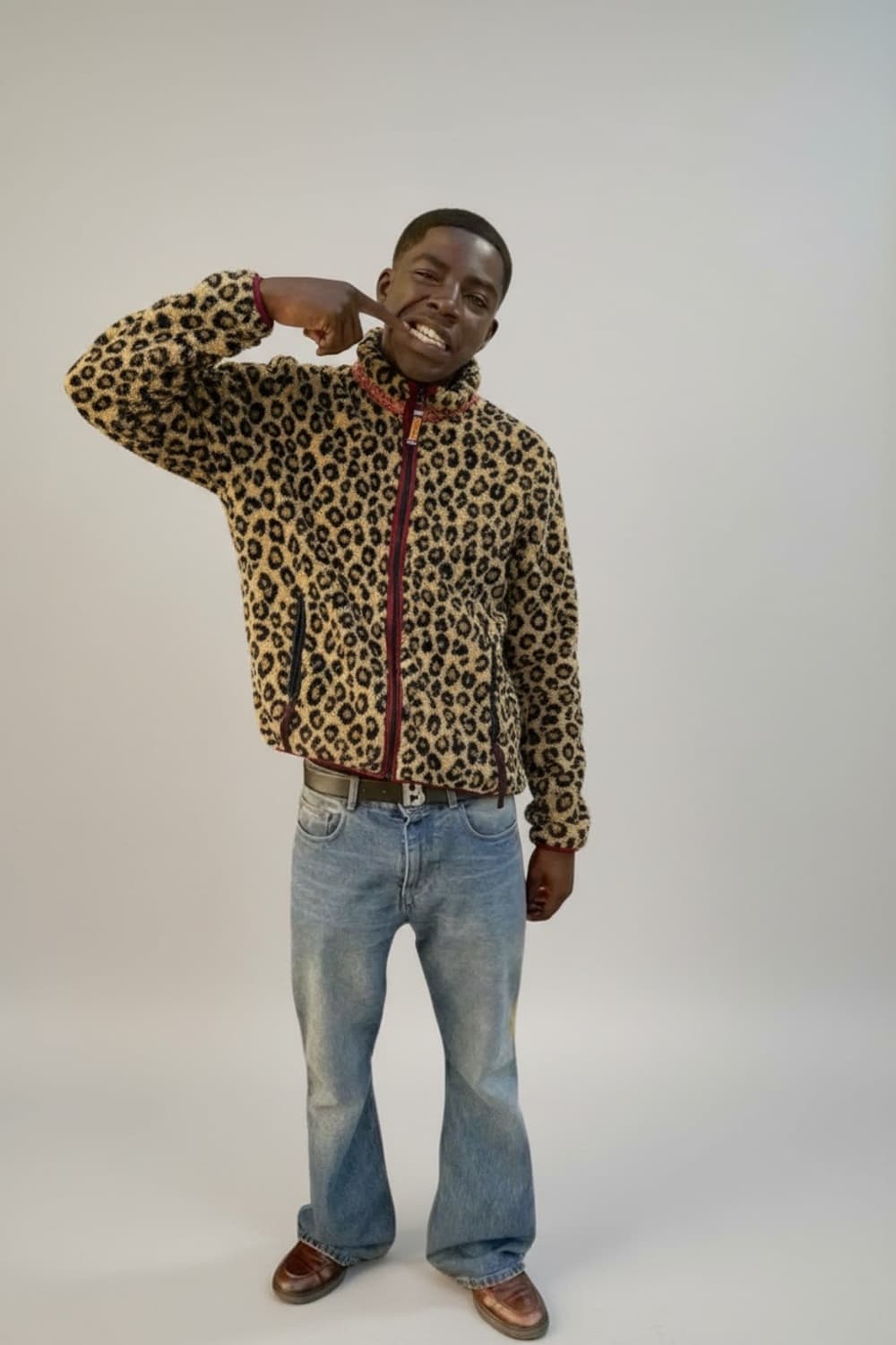 Kapital 레오파드 패턴 플리스 집업 블루종 상품이미지1