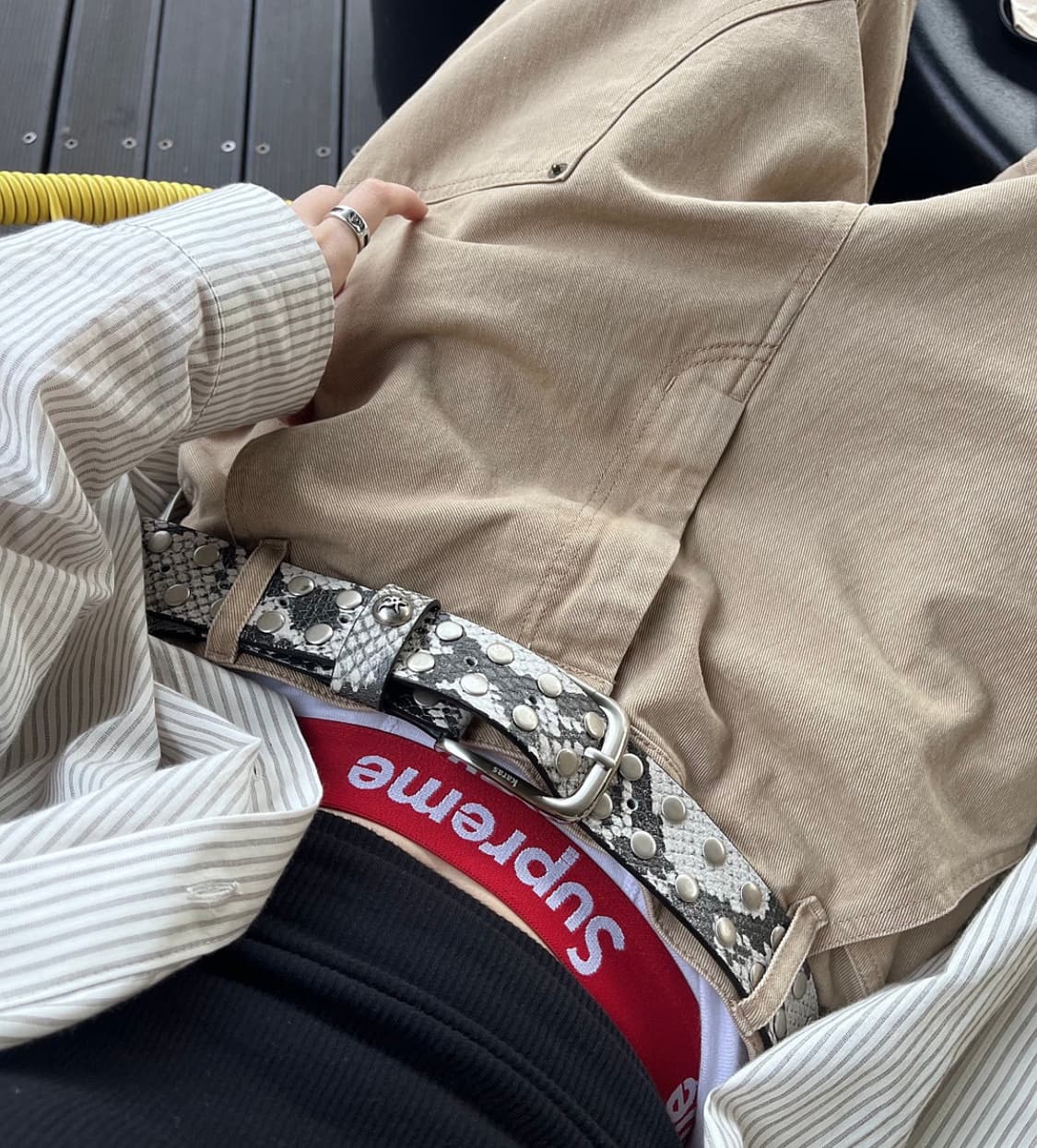 아오이로 커트 더블 니 팬츠 탄 상품이미지1