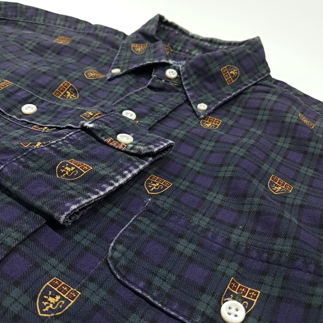 CK058 XL 폴로 90s 캐나다판 모던 블랙워치 크레스트 셔츠 남방 상품이미지4