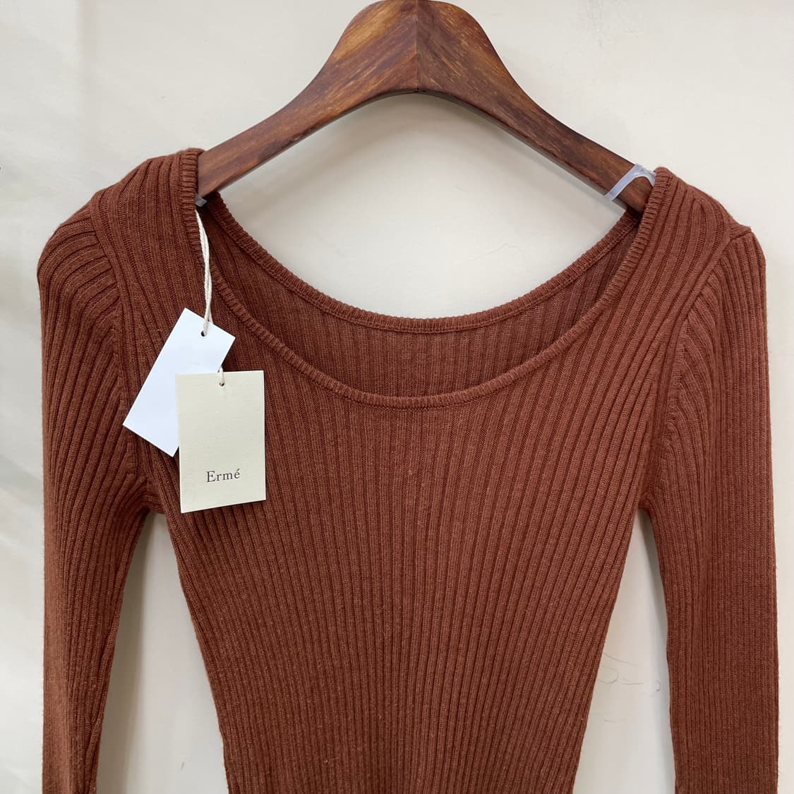 새상품 오렌지브라운 골지 나팔소매 니트 y2k 라떼갸루 상품이미지2