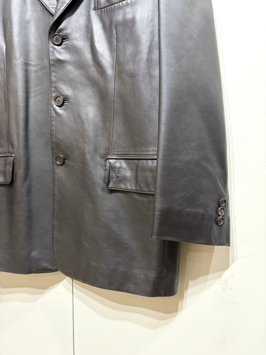 90's 입생로랑 램스킨 레더 블레이저 자켓 상품이미지3