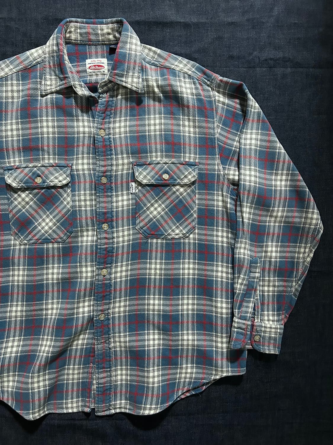 90s Levis 화이트탭 플란넬 체크 셔츠 상품이미지4