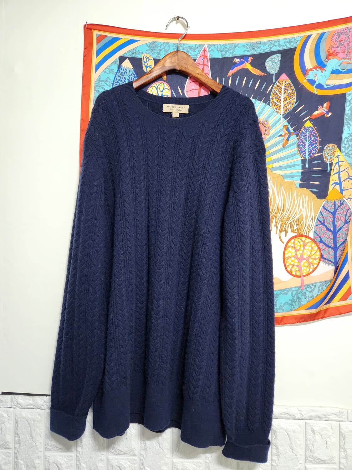 (정품)버버리 네이비 케이블 캐시미어 니트 스웨터 XL 상품이미지1